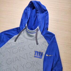 New York Giants Nike Mens NFL Therma-FIT Hoodie Size S Pullover Gray Blue 708639